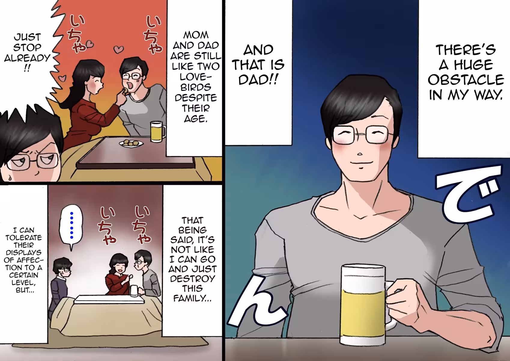 Father Fights Mother on the Roof Under the Moonlight