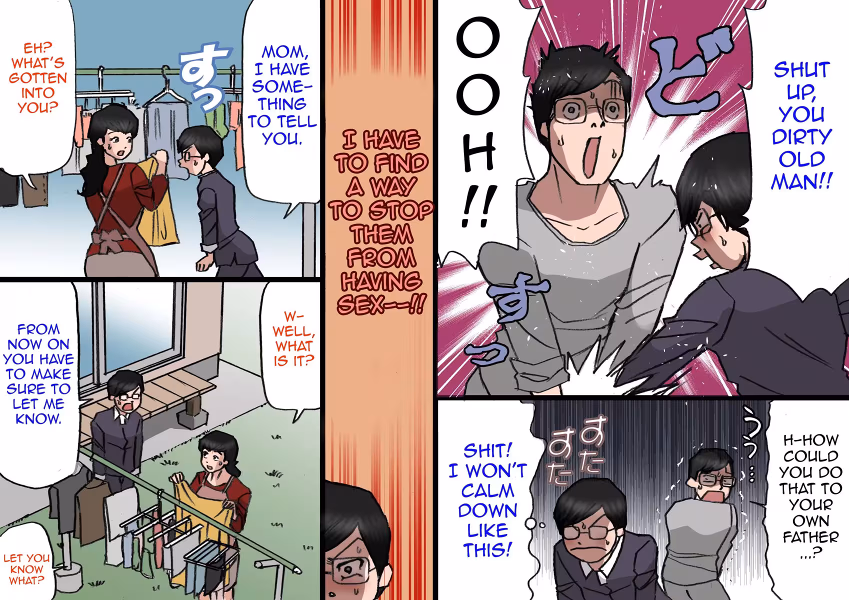 Father Fights Mother on the Roof Under the Moonlight