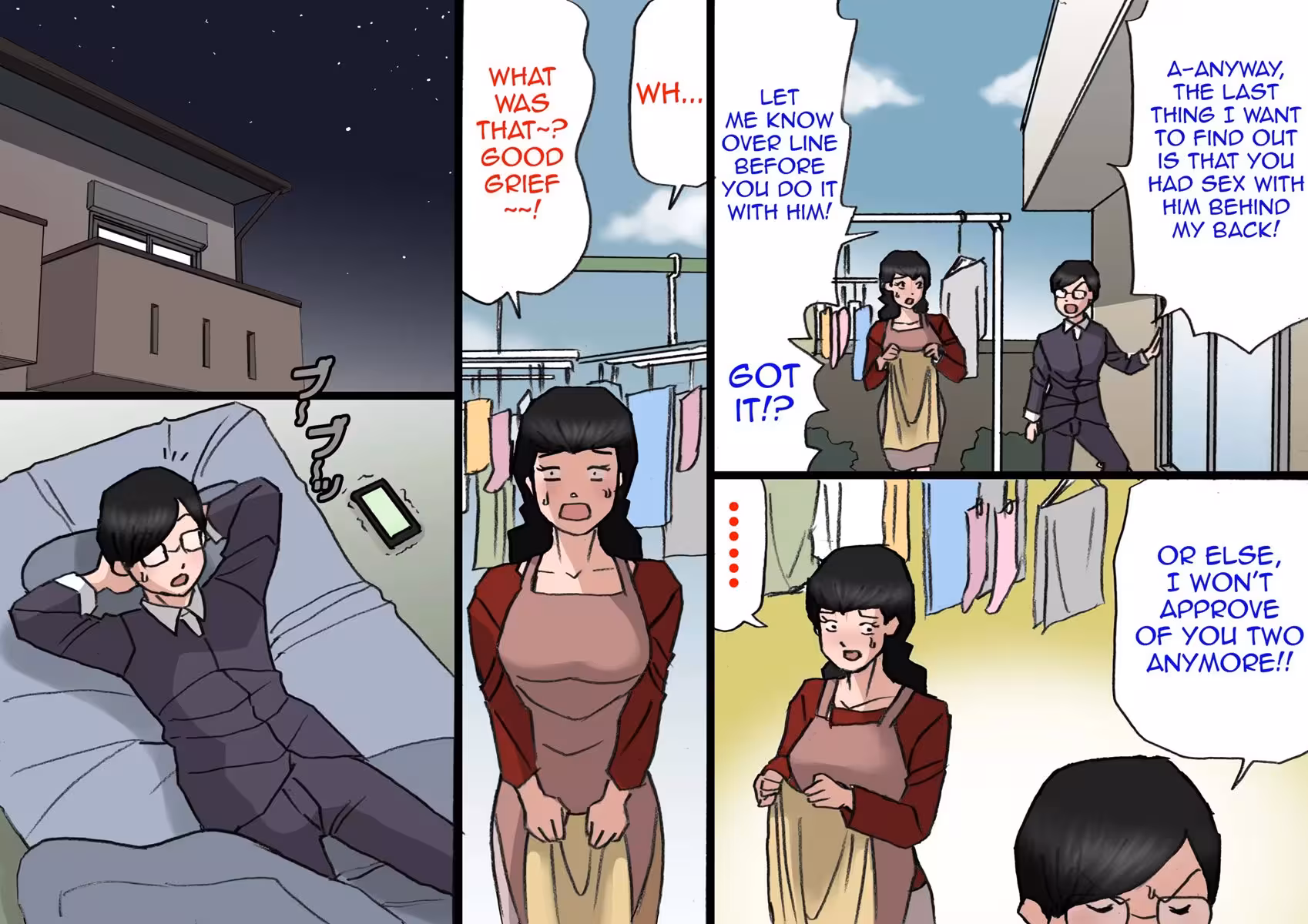 Father Fights Mother on the Roof Under the Moonlight